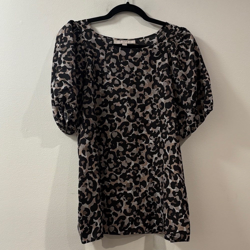 Loft | Leopard Print Puff Sleeve Top